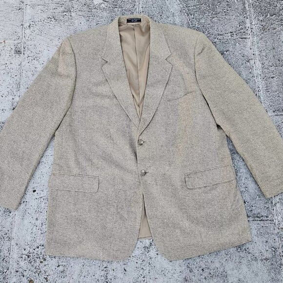 Bert Pulitzer Men Blazer Sport Coat 100% Silk Jacket Two Button Beige Size 52 - Picture 1 of 10
